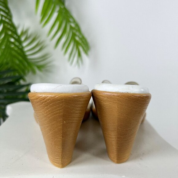 Womens White & Clear Beachy  Boho Coastal Chic Chunky Slip On Heel Sandals / 7 - Picture 3 of 7